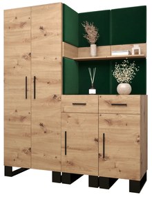 Predsieňová zostava Amanda 7 (dub artisan + zelená). Vlastná spoľahlivá doprava až k Vám domov. 1085917