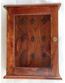 Indický nábytok - Presklená skrinka na kľúče 30x40x10 Jali z indického masívu palisander Natural
