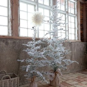 Zasnežený vianočný stromček v jute a so šiškami Pine Tree - 55*120 cm