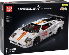 LEAN Toys Stavebnicové kocky – športové auto s diaľkovým ovládaním RC, biele, 1384 dielov