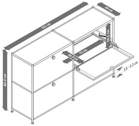 Kovová odkladacia skrinka »CN3« so 4 výklopnými priečinkami