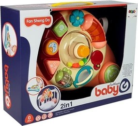 LEAN Toys Interaktívny panel – hračka pre bábätká s hudbou a zvukmi zvierat, ružová