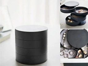 VERK GROUP 4 - poschodový okrúhly organizér na šperky, šperkovnica, čierna