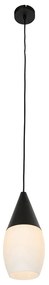 Moderné závesné svietidlo čierne s opálovým sklom - Drop