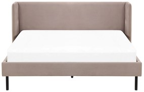Zamatová posteľ béžovosivá 160 x 200 cm ARETTE Beliani