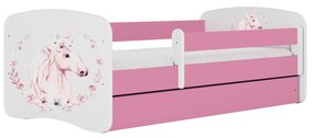 Letoss Detská posteľ BABY DREAMS 140/70 - Koník Ružová S matracom Bez uložného priestoru