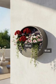 Kvetináč na stenu MURA, sklolaminát, Ø 50 cm, sivá