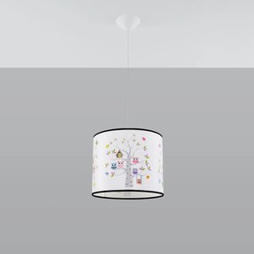 Detské závesné svietidlo Owls, 1x plastové tienidlo so vzorom, (fi 30cm)