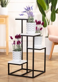 STOJAN NA KVETINÁČ KASKADA 79X40X40 CM ČIERNA/BIELA