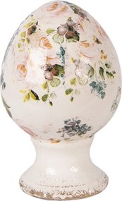 Béžové keramické vajíčko na podstavci s ružami Rosina S - Ø 9*14 cm