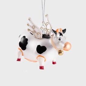 Vianočná ozdoba GLASSO kravička s krídlami 715099