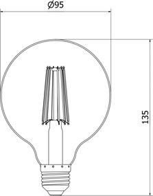 Mexen Vintis, LED žiarovka E27, G95, 10W, Neutrálna - 4000K, 1320 lm, číra - L157-E27-1040-00