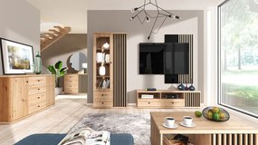Moderný nábytok do obývačky Sigeren I, Osvetlenie: osvetlenie LED, Farby:: dub artisan / dub artisan + čierna