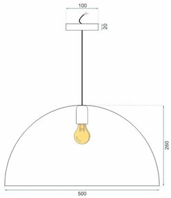 Toolight - Stropná lampa závesná kovová miska 50cm 1xE27, čierna, OSW-05011