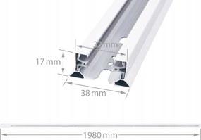 LED koľajnica 2m + 7x GU10 bodové žiarovky - sada