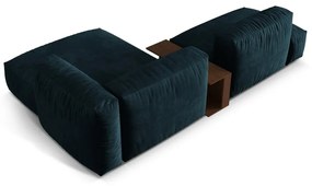 Tmavomodrá zamatová modulárna rohová pohovka (pravý roh/s leňoškou) Martina – Micadoni
