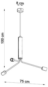 Luster Duomo 3, čierne telo svietidla