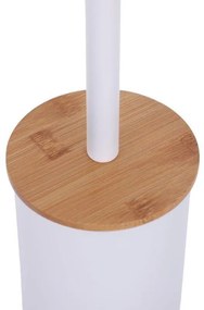 Erga Yami, držiak toaletného papiera s WC kefou a zásobníkom na papier, biela-hnedá, ERG-YKA-P.YAMI-WHT