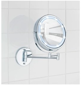Kozmetické zrkadlo s osvetlením/zväčšovacie (5x) ø 17,5 cm Power-Loc Lumi – Wenko