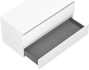 Mexen Rivel, kúpeľňová skrinka 100 cm s hornou časťou, 2 zásuvky, drážkovaná, biela matná, 91A20-10047-2-BFFC01