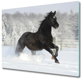 Sklenená doska na krájanie Kone cválal v snehu 60x52 cm