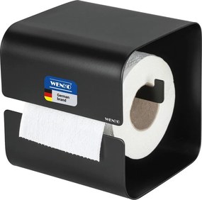 Čierny oceľový držiak na toaletný papier bez vŕtania Turbo-loc Lizan – Wenko