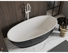Mexen Bilbao, voľne stojaca vaňa 180 x 90 cm, biela-čierna, biely prepad, 51311809075-20