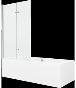 Mexen Cube obdĺžniková vaňa 170 x 80 cm s obkladom a 2-krídlovou zástenou 100 cm, Transparentné, Chrómová - 550517080X9210020100