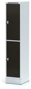 Alfa 3 Šatníková skrinka na sokli s úložnými boxami, 2 boxy 400 mm, laminované dvere wenge, cylindrický zámok