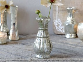 Ortuťová antik sklenená dekoračná vázička Vallia - Ø 6*13 cm