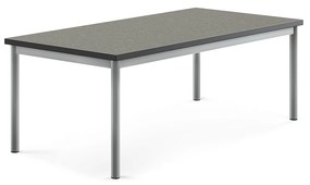 Stôl SONITUS, 1400x700x500 mm, linoleum - tmavošedá, strieborná