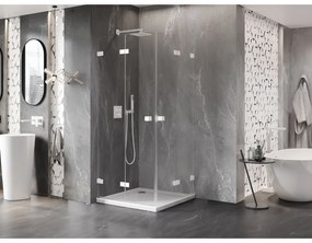 Mexen Lunar-F Duo, skladací sprchový kút 80 x 80 cm, 8mm číre sklo, biely profil, 836-080L-080P-20-00