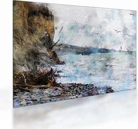 Sklenený obraz - Útes, akvarel (70x50 cm)