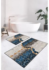 Modro-sivé kúpeľňové predložky v súprave 2 ks 60x100 cm Optic – Mila Home