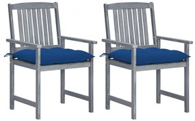 Záhradné stoličky s podložkami 2 ks, sivé, akáciový masív 3061271