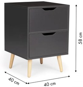 Nočný stolík s dvomi zásuvkami - GREY