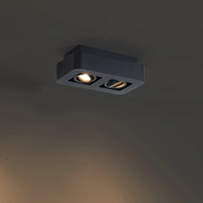 Zaoblené prisadené bodové svietidlo čierne 2-svetlá otočné a naklápacie - Dox