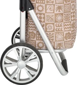 Beagles Béžový kockovaný nákupný vozík na kolieskach “Aluman“