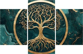 Obraz – Zlatý strom života v mramore (90x60 cm)