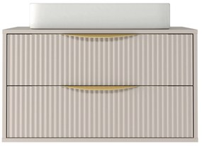 Závěsná skříňka pod umyvadlo Avila s deskou 80 cm kašmír/zlatá