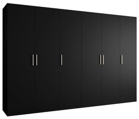 Šatníková skriňa 300 cm Borry 1 (čierna + strieborná). Akcia -20%. Vlastná spoľahlivá doprava až k Vám domov. 1125795