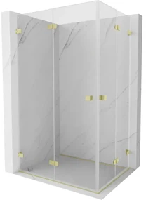 Mexen Lunar-F Duo, skladací sprchový kút 100 x 90 cm, 8mm číre sklo, zlatý matný profil, 836-100L-090P-55-00