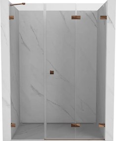 Mexen Lunar-F, pravé sklápacie sprchové dvere 120 cm, 8mm číre sklo, ružové zlato profil, 836S-120-050-60-00-P