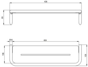 Deante Silia, nástenná polička 436x124x89 mm, zlatá matná, DEA-ADI_R511