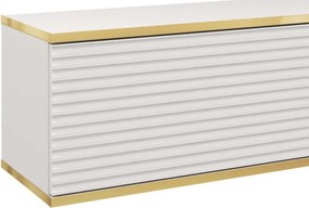 Závesná TV skrinka Orfeo, 175 cm, biela štruktúra/zlatá