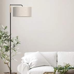 Stojacia lampa Atlanta, 1x ľanové tienidlo, b/drevo