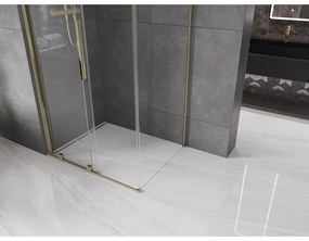 Mexen Velar, sprchový kút s posuvnými dverami 90(dvere) x 100(stena) cm, 8mm číre sklo, zlatá lesklá, 871-090-100-01-50