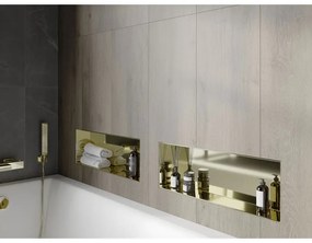 Mexen X-Wall-NR, polička na zapustenie pod obklad bez goliera 60 x 20 cm, zlatá lesklá, 1951602010