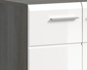 Skrinka Salsa, 60 cm, šedý dub/biela lesk