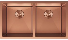 Mexen Binox, 2-komorový nerezový drez 800 x 450 mm, brúsená meď, 6421802000-65